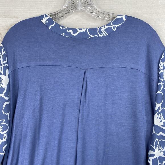 Fortune + Ivy Stitch Fix Women 2XL Top Blue Floral Boho Tie Neck Pullover NWT - Picture 10 of 10